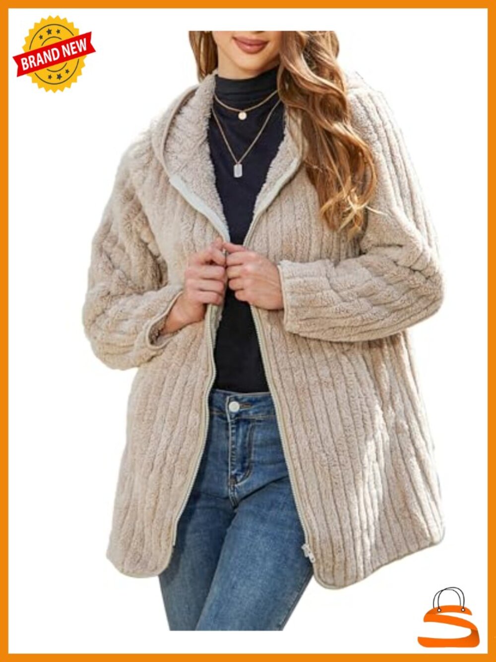 Womens Fleece Jacket Hooded Full Zip Sherpa Coat Winter Warm